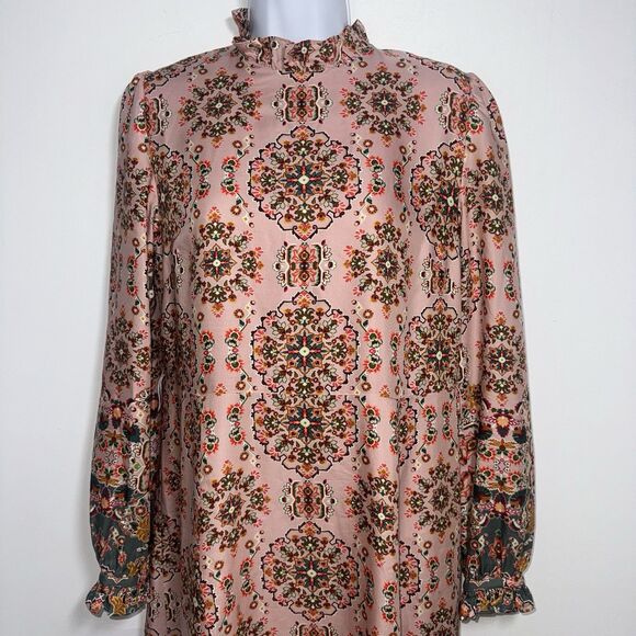 Boden Mariam Silk Maxi Dress Old Rose Intricate Tapestry Modest Church Women 4R - Picture 3 of 11